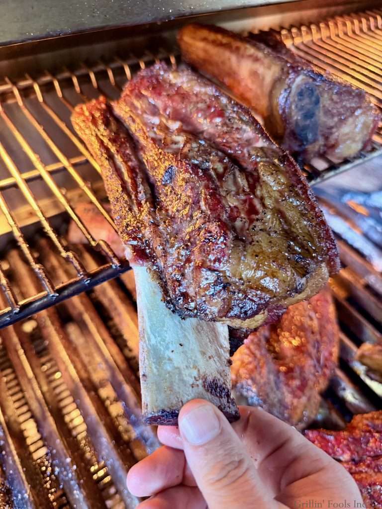 A beef rib after 4 hours in the grill