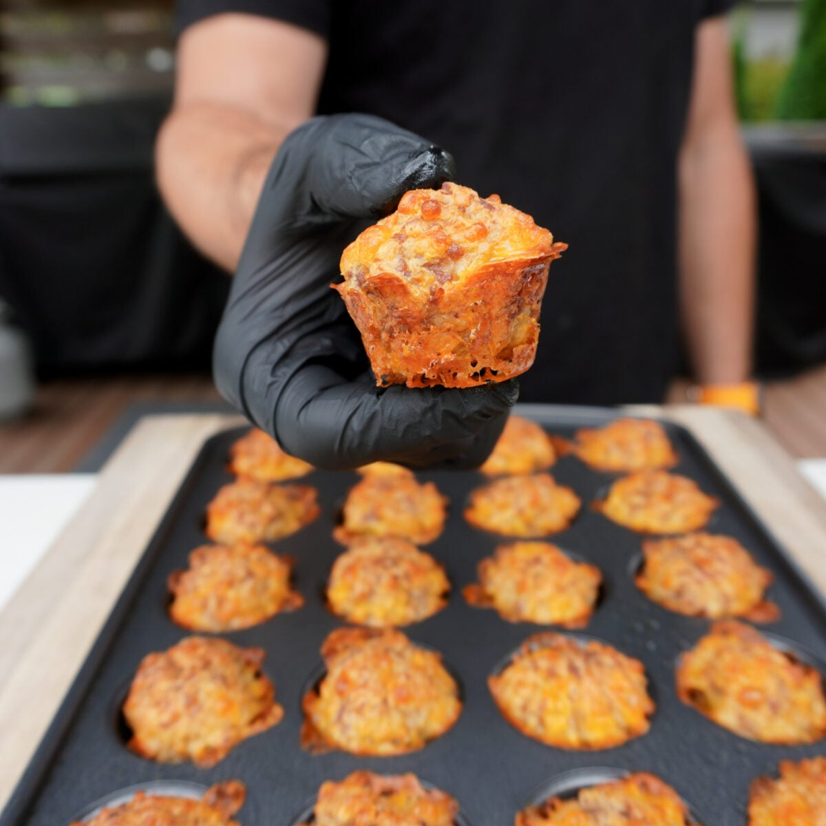 perfect bite size sausage ball shown up close.