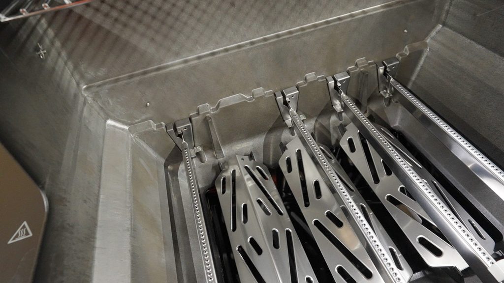 Flavorizer bars inside the cookbox of the Weber Genesis E-330 Stealth