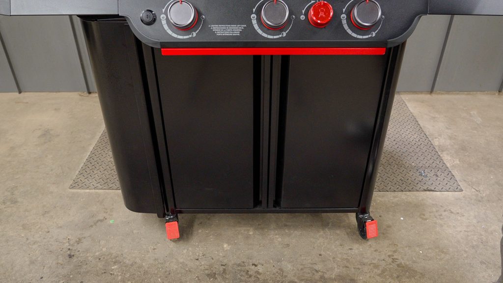 Front locking casters on the Weber Genesis E-330 Stealth cart